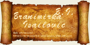 Branimirka Isailović vizit kartica